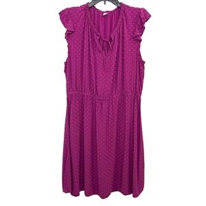 Old‎ Navy XL Dress Polka Dot Fucsia Casual Sundress Flutter Sleeve Women